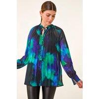 Roman Women's Watercolour Tie Neck Pleated Blouse | Size: 16