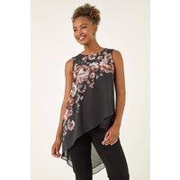 Roman Women's Floral Embellished Wrap Top in Ivory | Size: 20