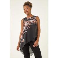 Roman Women's Floral Embellished Wrap Top in Ivory | Size: 10