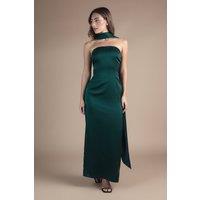 Oasis Women's By Coast Bandeau Satin Bridesmaid Maxi Dress With Scarf in Emerald | Size: 12
