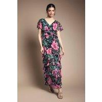 Oasis Women's Ruffle Detail Maxi Dress in Black | Size: 8