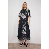 Oasis Women's Lace Fit & Flare Midi Dress in Black | Size: 10
