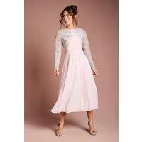 Coast Women's Scallop Embellished Pleated Midi Dress in Blush | Size: 10