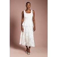Coast Women's Peplum Hem Button Down Lace Midi Dress in Ivory | Size: 12