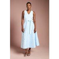 Coast Women's Bandage Bodice Midi Dress with Jacquard Skirt in Light Blue | Size: 8
