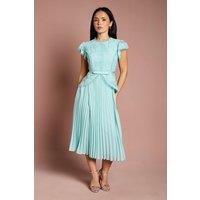 Coast Women's Petite Lace Bodice Peplum Midi Dress in Light Blue | Size: 8