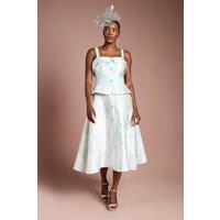 Coast Women's Peplum Hem Jacquard Midi Dress in Mint | Size: 18