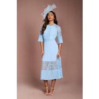 Coast Women's Lace Insert Midi Dress in Pale Blue | Size: 10