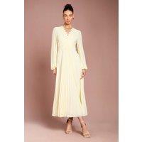 Coast Women's Pleat Detail Lace Trim Maxi Dress in Yellow | Size: 10