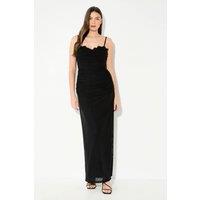 MissPap Women's Premium Tulle Lace trim Maxi Dress in Black | Size: 12