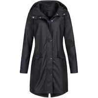 MODISHION Women's Long Sleeves Raincoat Hooded Water-Repellent Jacket Lightweight in Black | Size: XL