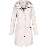 MODISHION Women's Long Sleeves Raincoat Hooded Water-Repellent Jacket Lightweight in Beige | Size: Small