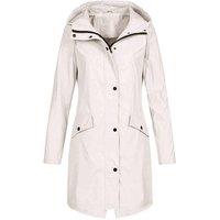 MODISHION Women's Long Sleeves Raincoat Hooded Water-Repellent Jacket Lightweight in Beige | Size: Large