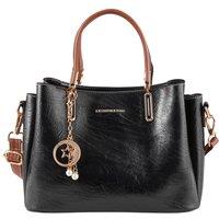 MODISHION Women's PU Leather Crossbody Bag Handbag with Shoulder Strap in Black
