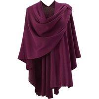 MODISHION Women's Draped Cape Shawl with Shoulder Fastening Strap in Wine