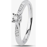 T.H.Baker Women's 9ct White Gold 0.19ct Solitaire Diamond Ring in Silver | Size: P