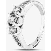 T.H.Baker Women's 18ct White Gold 1.00ct Diamond Shouldered Trilogy Ring in Silver | Size: Q