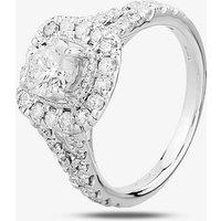 T.H.Baker Women's 18ct White Gold 1.50ct Certificated Diamond Split Shouldered Square Halo Ring in Silver | Size: Small