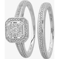 T.H.Baker Women's 9ct White Gold 0.33ct Diamond Square Cluster Bridal Set TH0117012 L in Silver