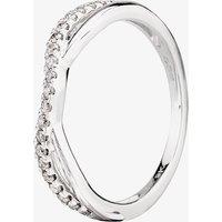 T.H.Baker Women's 9ct White Gold 0.20ct Diamond Crossover Ring in Silver | Size: P