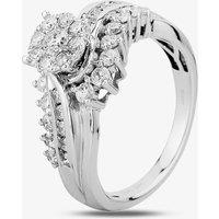 T.H.Baker Women's 9ct White Gold 1.00ct Diamond Twist Fancy Cluster Ring TH0125087 Q in Silver