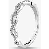 T.H.Baker Women's 9ct White Gold 0.15ct Diamond Pave Open Wave Ring in Silver | Size: Q