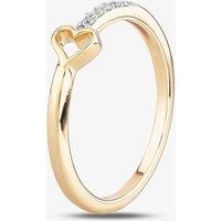 T.H.Baker Women's 9ct Yellow Gold 0.05ct Diamond Open Heart Ring | Size: Q