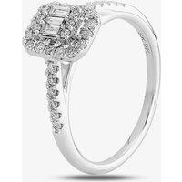 T.H.Baker Women's 9ct White Gold 0.35ct Multi-Cut Diamond Square Cluster Ring in Silver | Size: Q