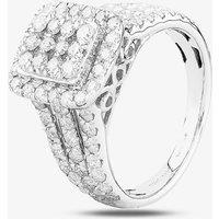 T.H.Baker Women's 9ct White Gold 1.50ct Diamond Cluster 3 Shouldered Ring TH0125555 O in Silver