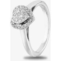 T.H.Baker Women's 9ct White Gold 0.25ct Diamond Heart Cluster Ring TH0146571 K in Silver