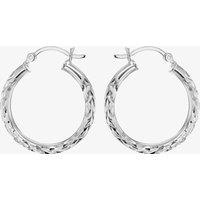 T.H.Baker Women's Sterling Silver 25mm Diamond-Cut Hoop Earrings 8.51.0949