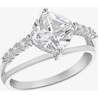 T.H.Baker Women's Silver Cubic Zirconia Double Split Shoulder Ring 8.84.8609 Q