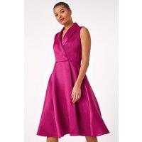 Roman Women's Satin Tuxedo Style Midi Dress in Pink | Size: 12