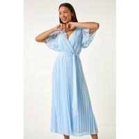 Roman Women's Lace Detail Wrap Midi Dress in Blue | Size: 10