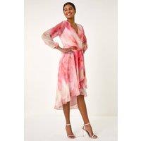 Roman Women's Ruffle Shimmer Midi Dress in Orange | Size: 10