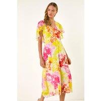 Roman Women's Abstract Printed Cape Dress in Pink | Size: 10