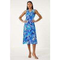 Roman Women's Floral Print Wrap Chiffon Midi Dress in Blue | Size: 10