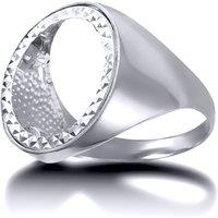 Jewelco London Men's Solid Silver Domed Polished Half Sovereign Mount Ring | Size: T