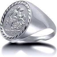 Jewelco London Men's Solid Silver Domed Polished St George Ring (Half Sov Size) | Size: Y