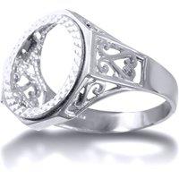 Jewelco London Men's Silver Octagon Scroll 10th Oz Kruger Brittania Coin Mount Ring | Size: R