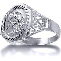 Jewelco London Men's Silver Octagon Scroll St George Ring (10th Ounce Coin Size) | Size: Small