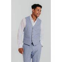 Dobell Men's Light Blue Linen Waistcoat | Size: 3XL