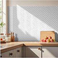 Living and Home 10Pcs Solid Color Self-Adhesive 3D Herringbone Wall Tile Stickers in White