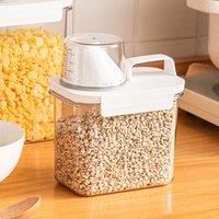 Living and Home 1.1L Dry Food Airtight Cereal Grain Storage Container with Measuring Cup in White