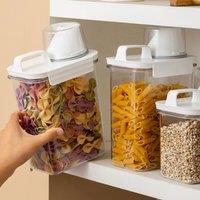 Living and Home 1.8L Dry Food Airtight Cereal Grain Storage Container with Measuring Cup in White