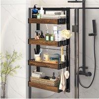 Living and Home 4 Tier Hanging Detachable Shower Caddy Shelf Kitchen Pantry Organizer Over Door No Drilling in Brown