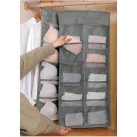 Living and Home Versatile Double-Sided Fabric Hanging Underwear Bra Socks Storage Bag in Grey