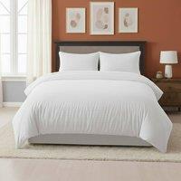 Snug City Embossed Stripe Duvet Cover Soft Microfibre Bedding with Pillowcases in White | Size: Super King