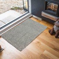 Desire Rugs Non Slip Herringbone Design Dirt Trapper Door Mats in Silver | Size: 50 cm x 80 cm