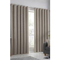 Fusion 'Strata' Triple-Woven Dimout Eyelet Curtains in Natural | Size: 117 cm width x 183 cm drop